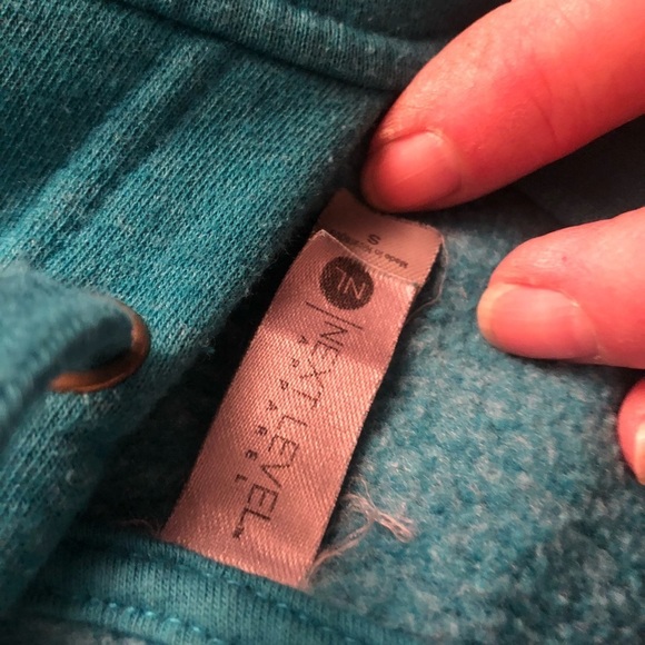 Only Human oversized small blue BE KIND hooded sweatshirt kangaroo pocket - Picture 9 of 11